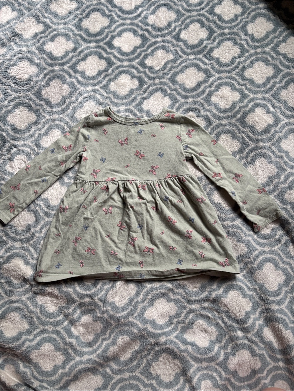 Carter's Sage Green Long-Sleeve Butterfly Dress Size 2T